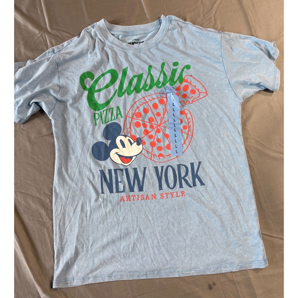 Disney Mickey Mouse New York Pizza Graphic T-Shirt Blue MYSJYT6 Large